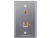 Placa Tapa Coaxial tipo F + Jack RJ11 Aluminio